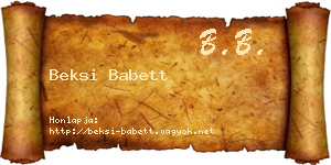 Beksi Babett névjegykártya